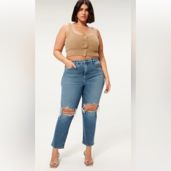 GUC GOOD AMERICAN Good Vintage distressed jeans plus size 18 - Picture 1 of 6